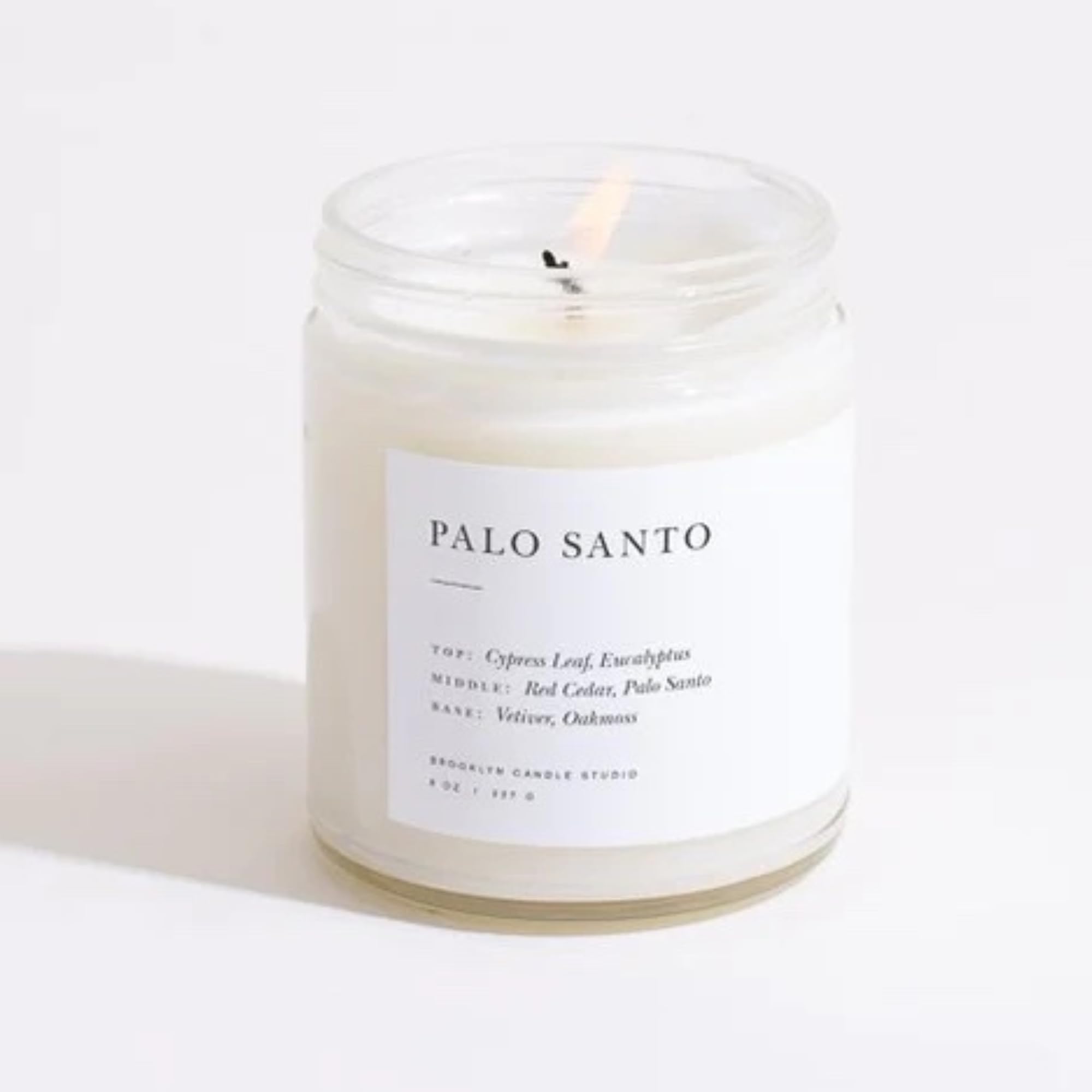 Brooklyn Candle Studio Palo Santo jar candle featuring cypress-eucalyptus notes for refreshing ambience