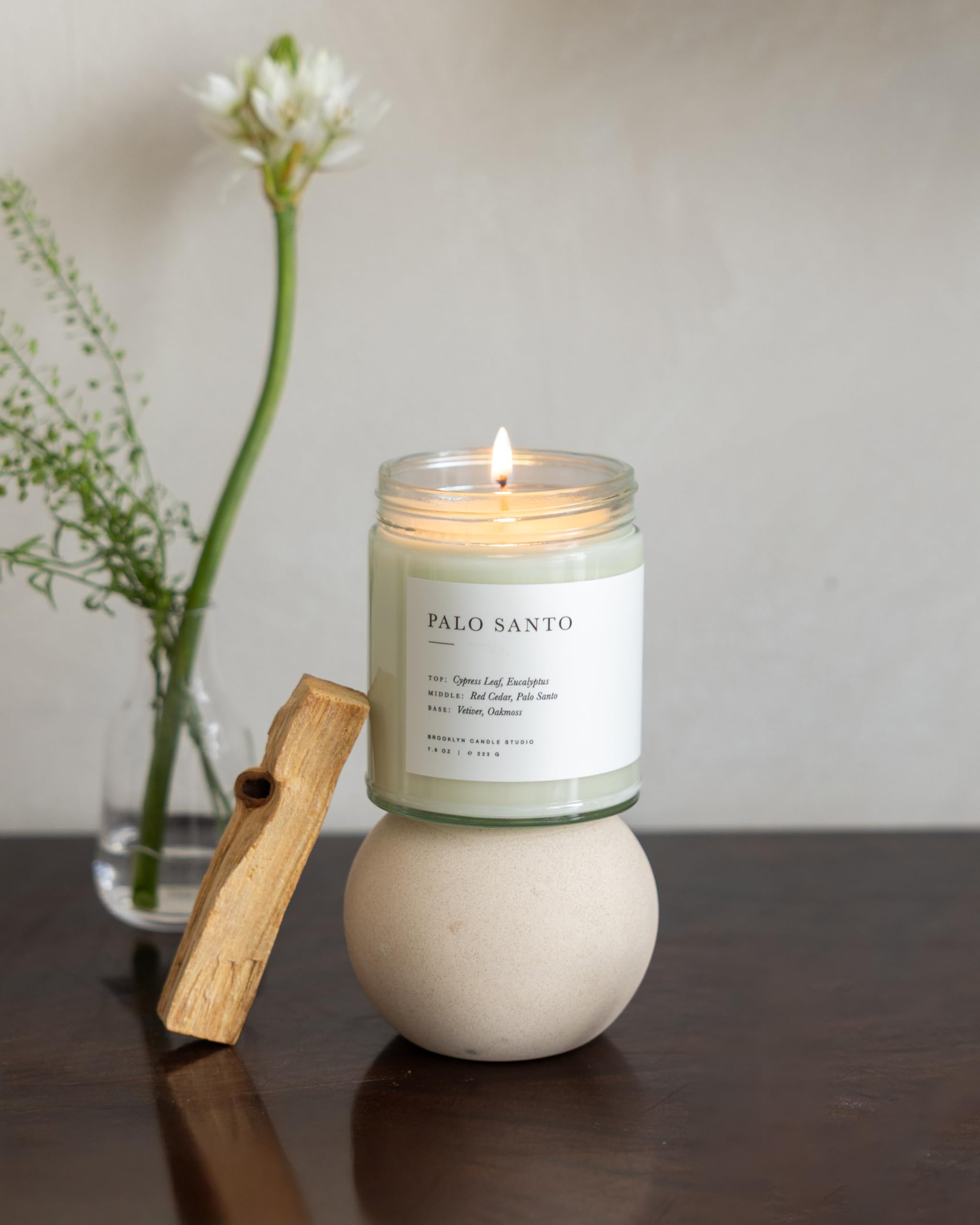 Brooklyn Candle Studio Palo Santo jar candle made with vegan soy wax for clean burning