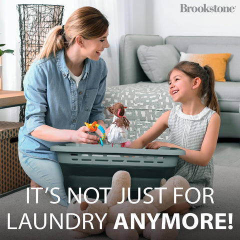 Brookstone pop up hamper in action easily unfolds for quick laundry setup