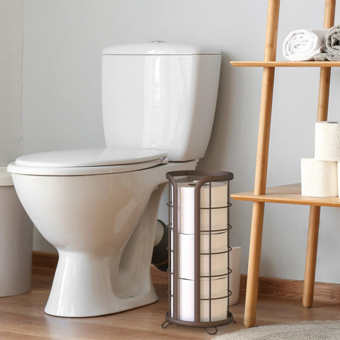 Durable metal construction of Brookstone bronze toilet paper stand