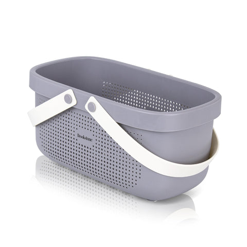 Brookstone portable shower caddy ideal for travel, gym, or home organization.