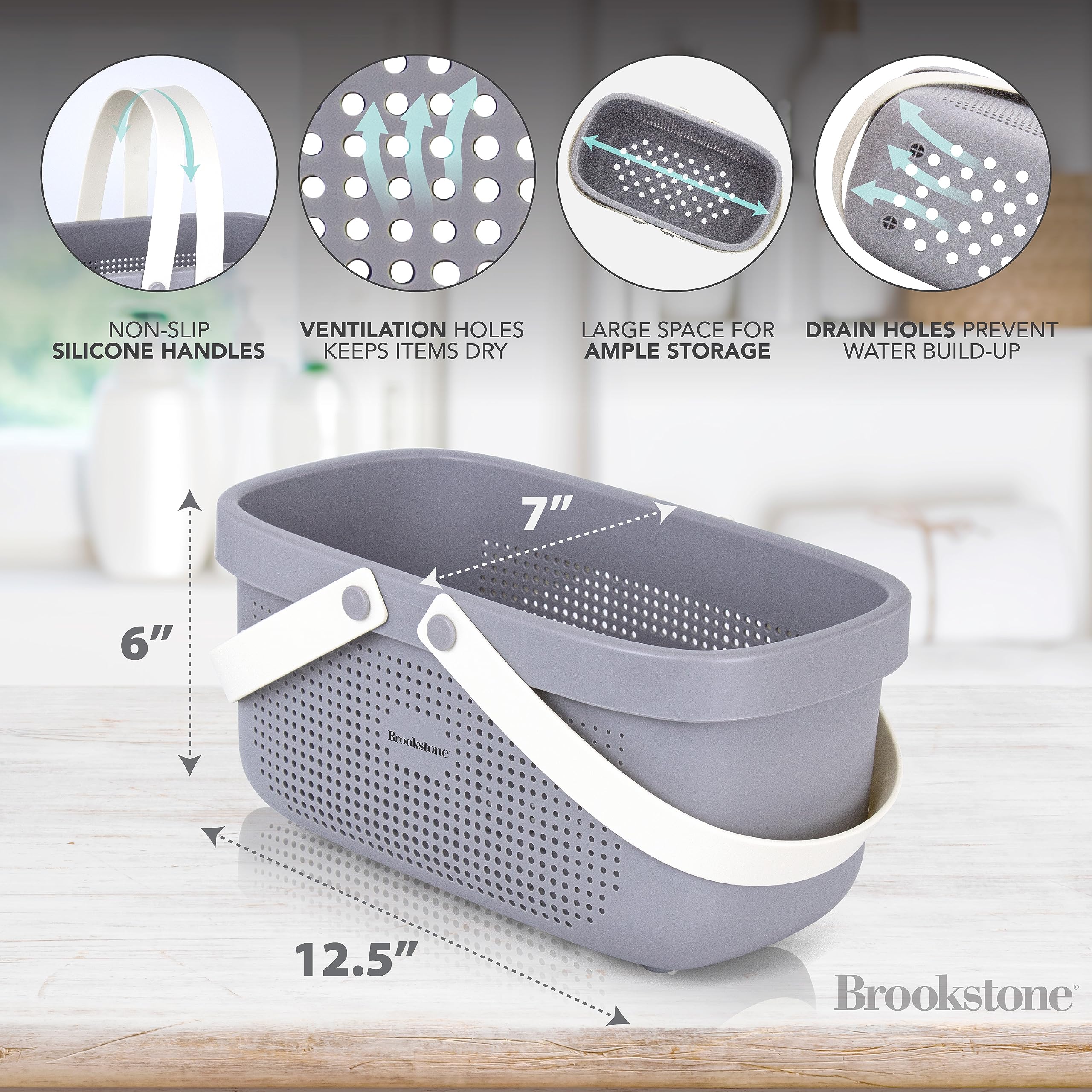 Brookstone caddy's spacious yet compact design holds full-size bottles neatly.