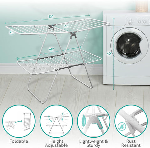 Brookstone compact laundry rack fits small spaces in apartments.