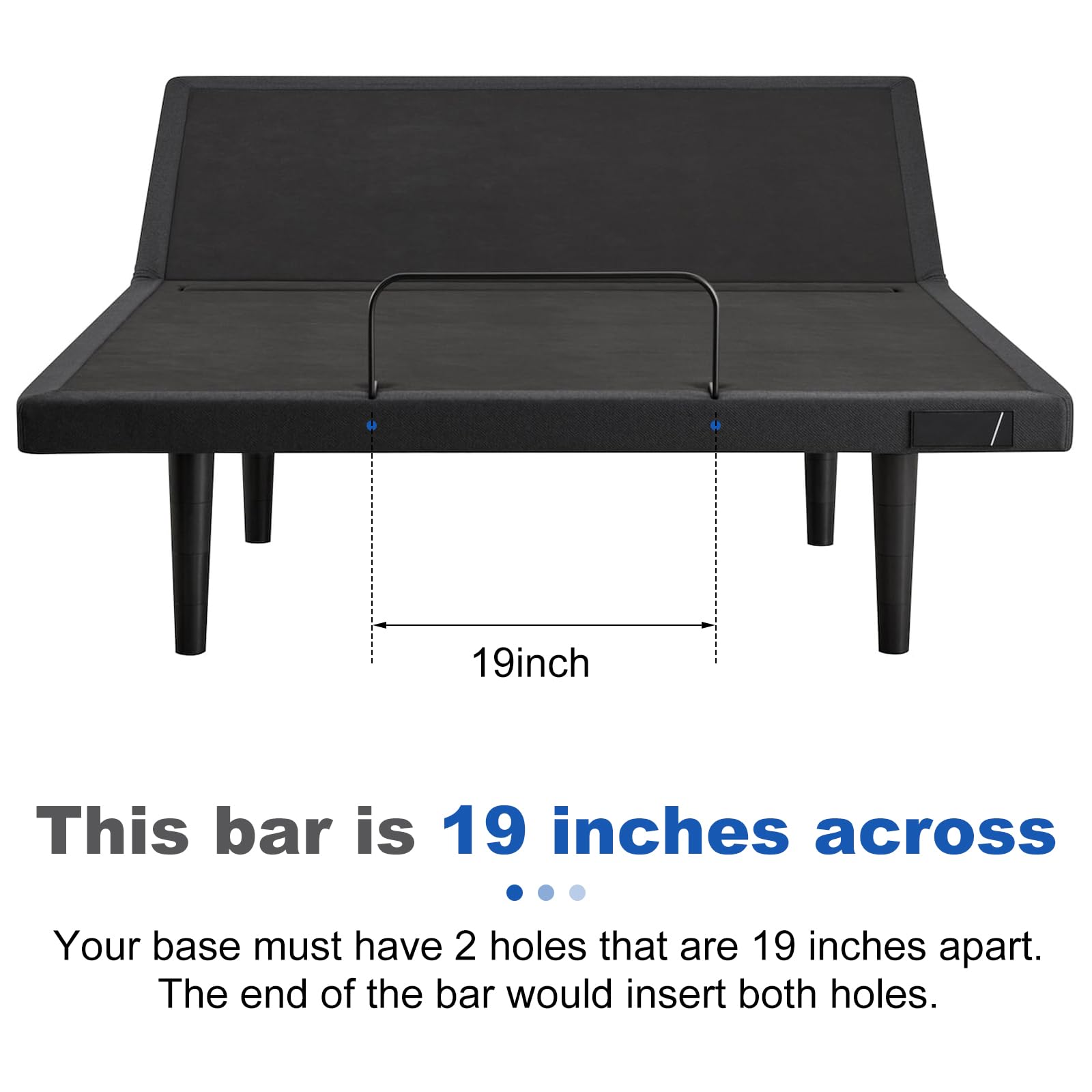 BROQIXIN bar end inserts into two 19-inch holes for stable base connection.