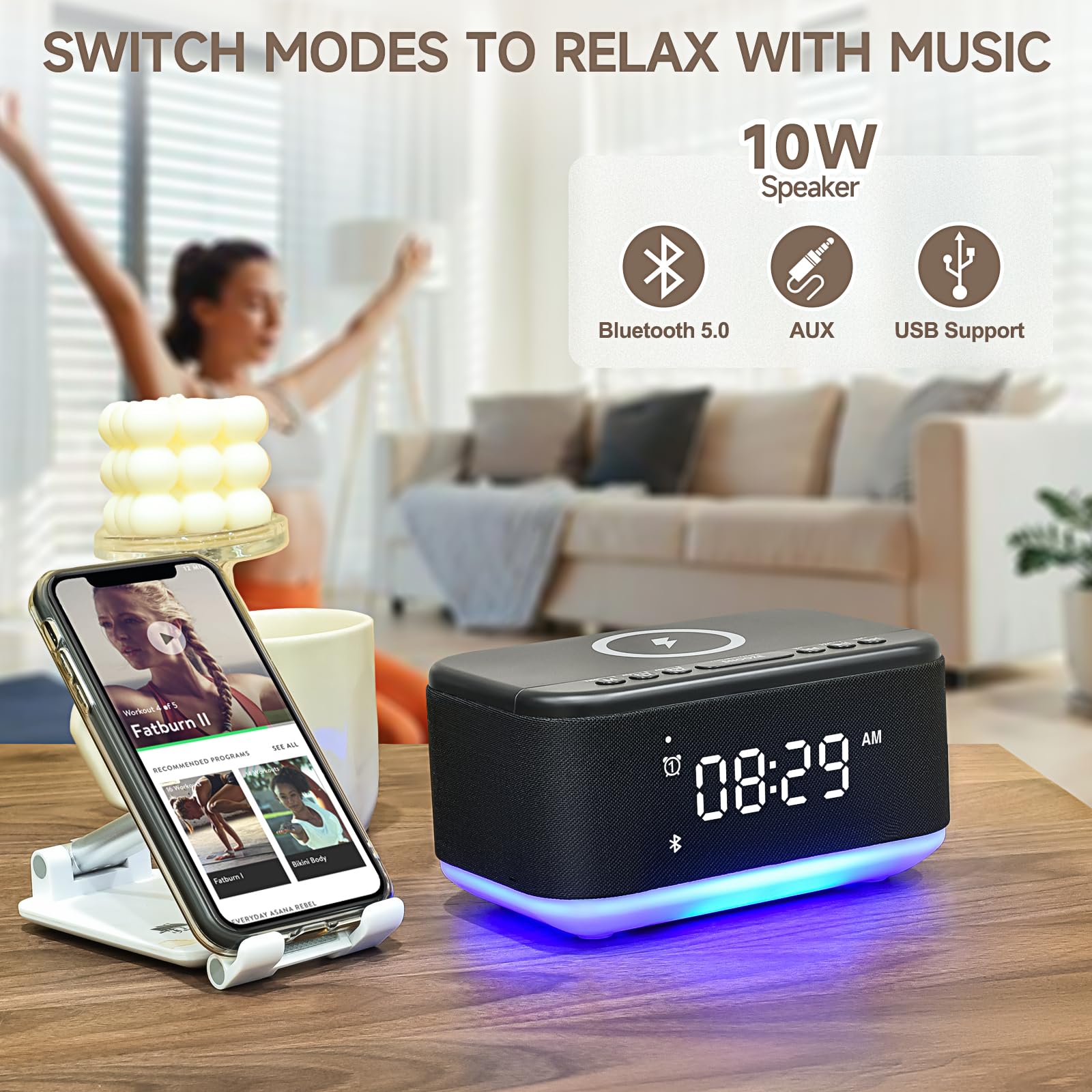 Broserengy Tech wake-up light and sound gradually ease you awake.
