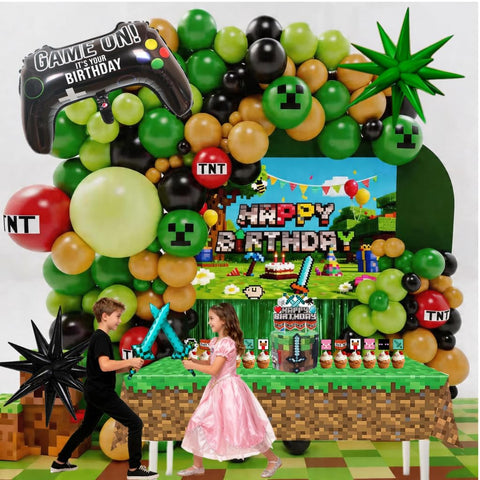 Brovelie pixel game backdrop for vibrant gamer party photo wall