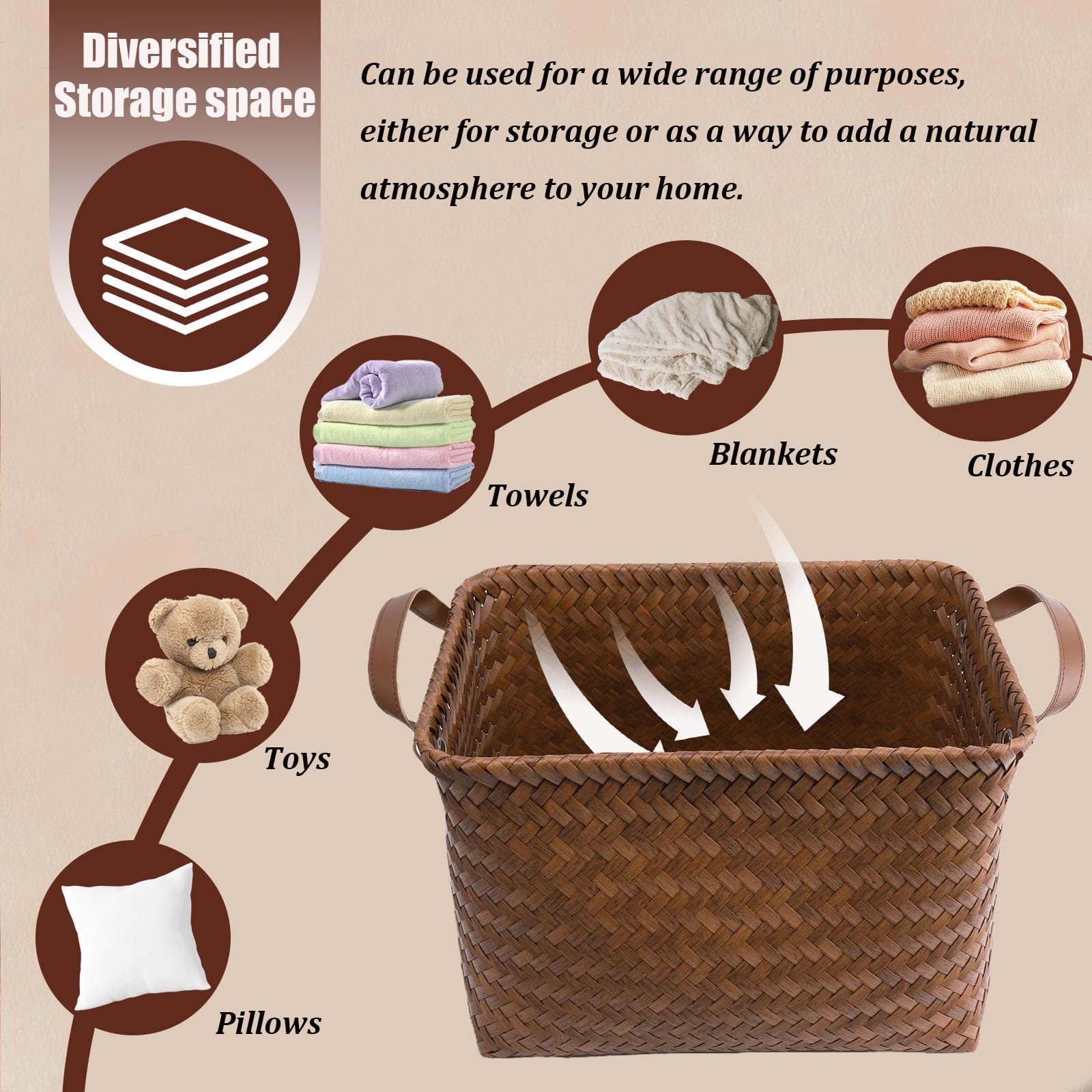 Brownlily room-organization baskets ideal for bathroom and bedroom decluttering.