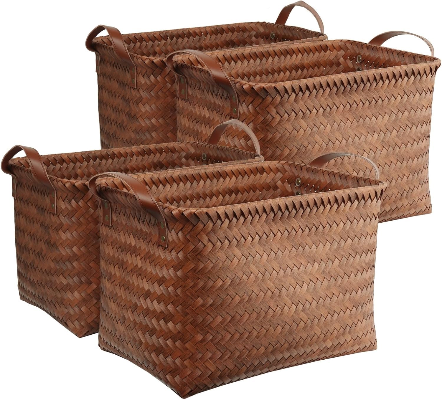 Brownlily handwoven basket set for blankets and laundry, sturdy daily storage.