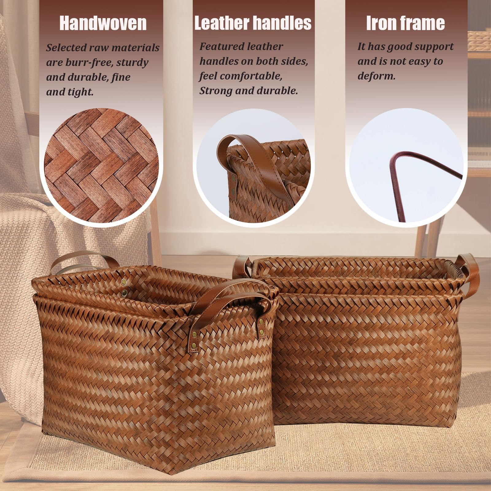 Brownlily wicker storage blanket organizer ideal for blankets and pillows in bedrooms.