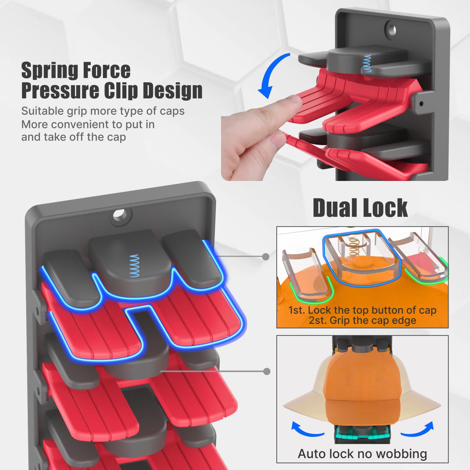 BRUBEQO spring clips securely grip baseball caps
