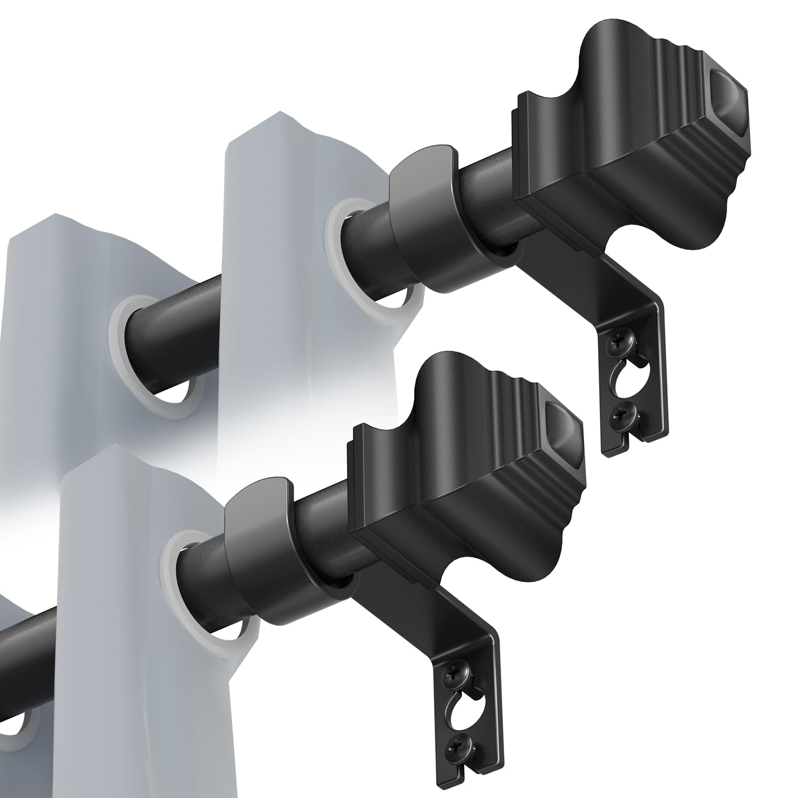 Brunttype curtain rod 2-pack in matte black for versatile window styling