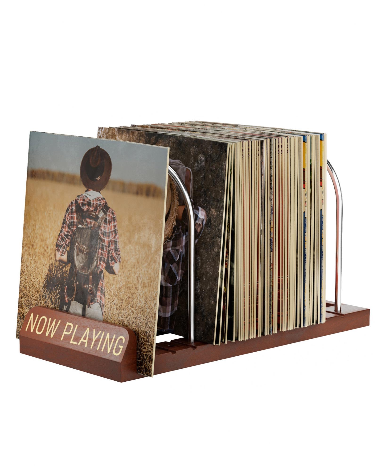 BS-VOG Now Playing stand with front notch display highlights current album and keeps records accessible.