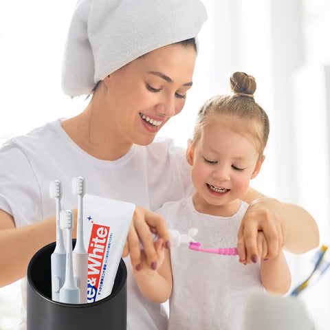 BSDISP ceramic toothbrush tumbler in matte black, keeps toothpaste and brushes neatly stored