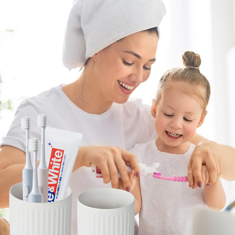 BSDISP two-cup ceramic tumbler for easy toothbrush and toothpaste access.