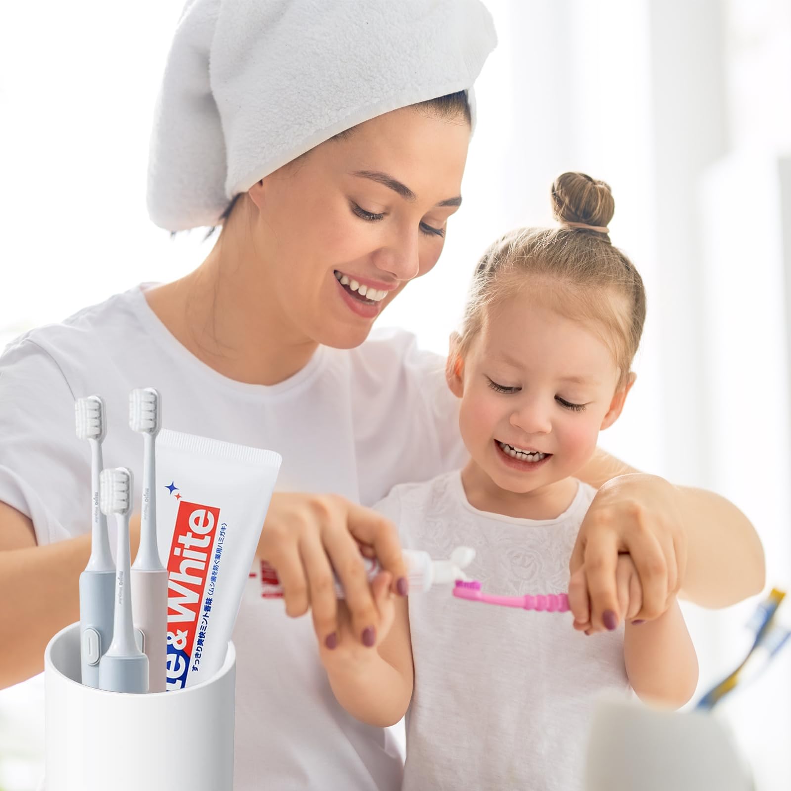 White ceramic toothbrush cups with matte finish for organized brushing routine