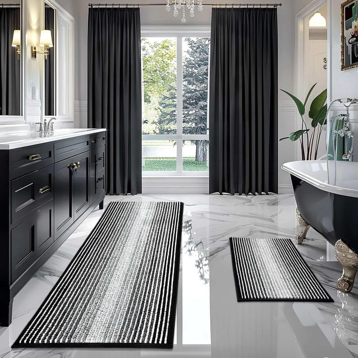 BSICPRO bath mat close-up showing dense chenille pile for plush feet and quick absorption