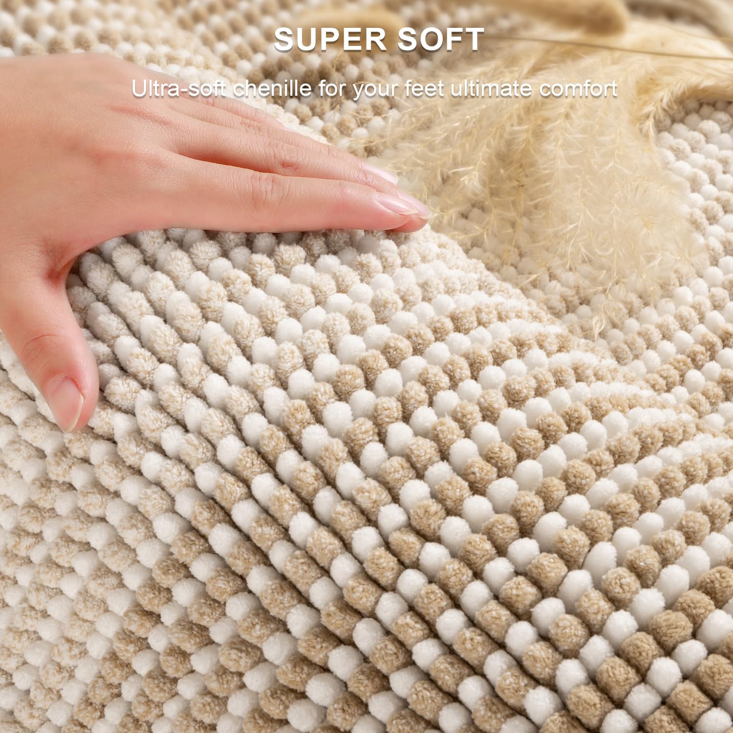 BSICPRO bath rug 16x24 beige provides quick moisture absorption after showers