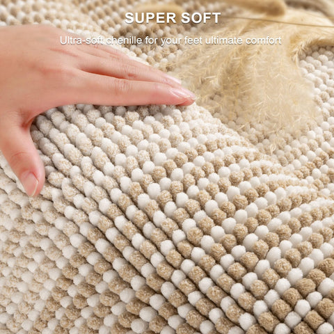 BSICPRO bath rug 16x24 beige provides quick moisture absorption after showers