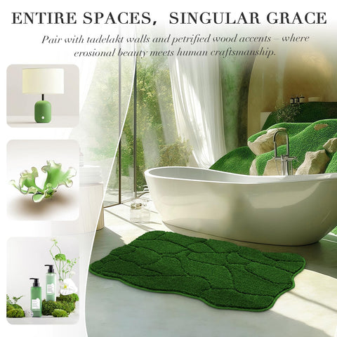 BSICPRO forest green rug enhances decor mood.