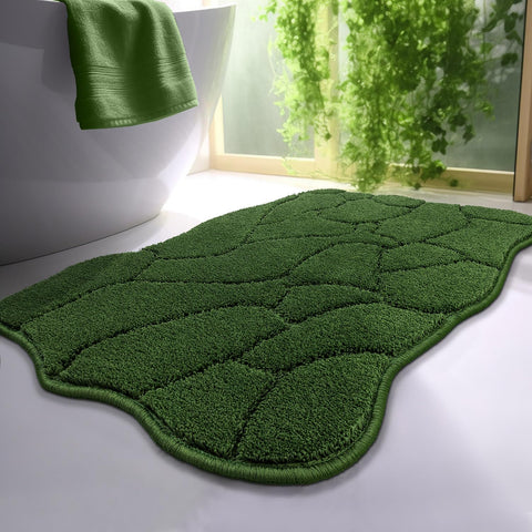 BSICPRO bath rug with wave-design adds stylish cushioning.