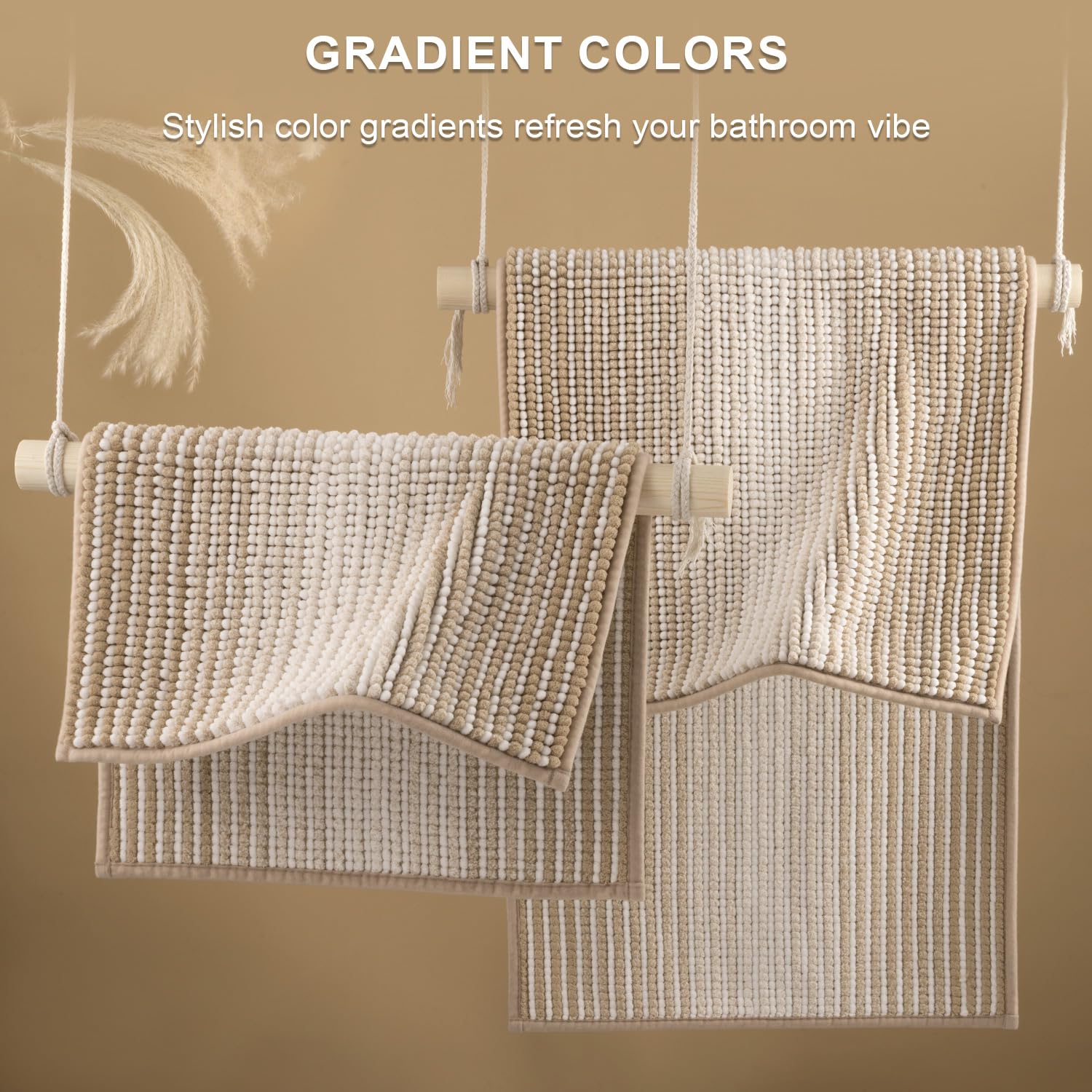 BSICPRO beige gradient rug; chic decor and quick-drying comfort.