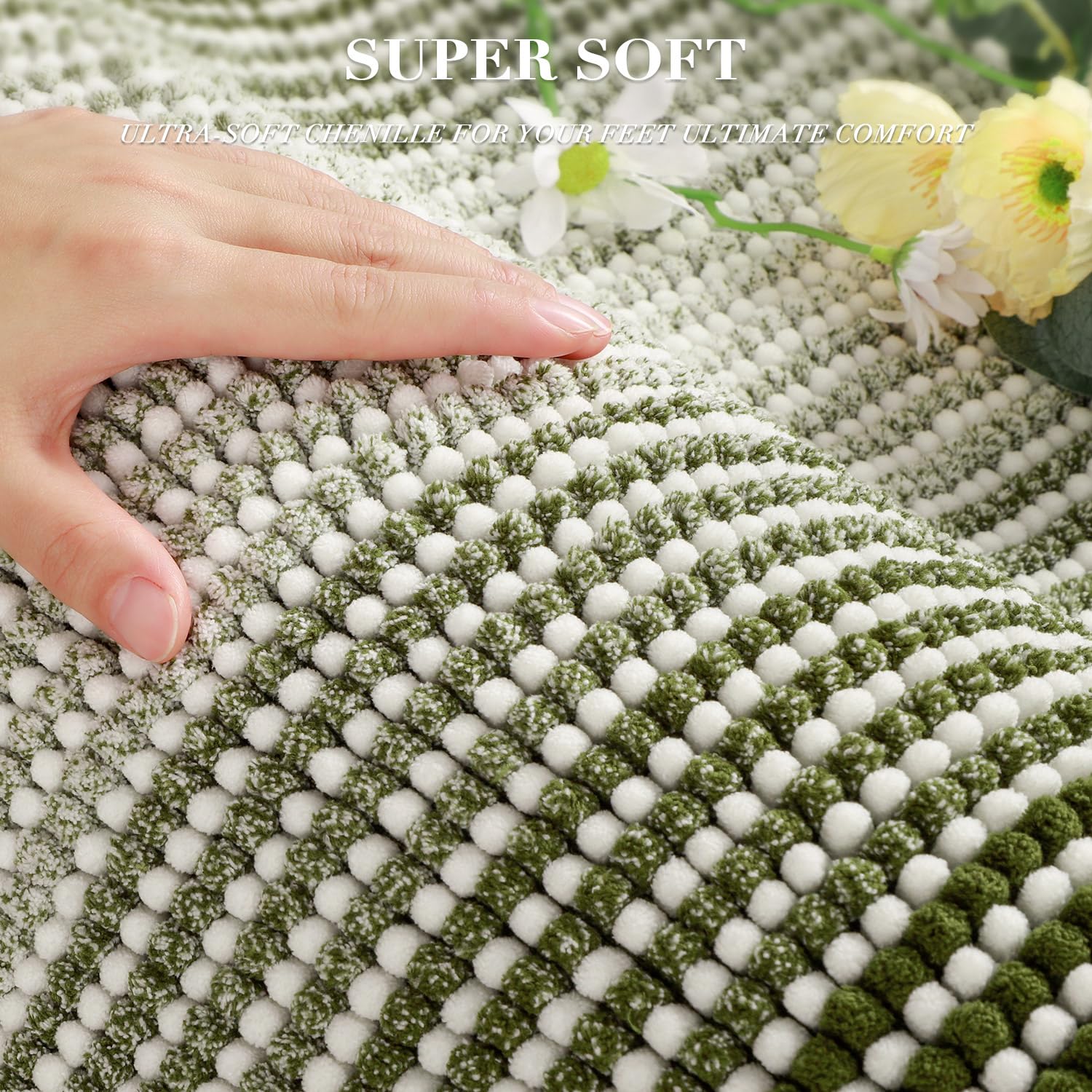 BSICPRO 16x24 chenille rug with plush texture for small spaces and quick absorption