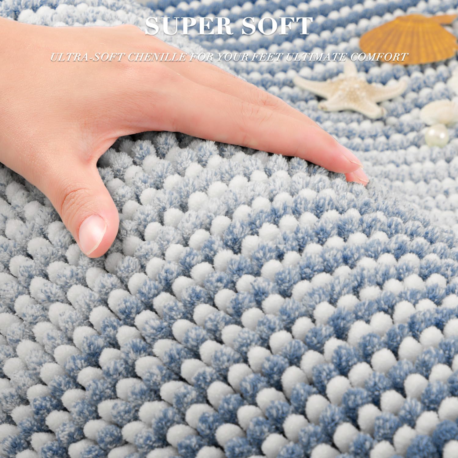 BSICPRO fog blue mats in two sizes, ideal for absorbing moisture after showers.