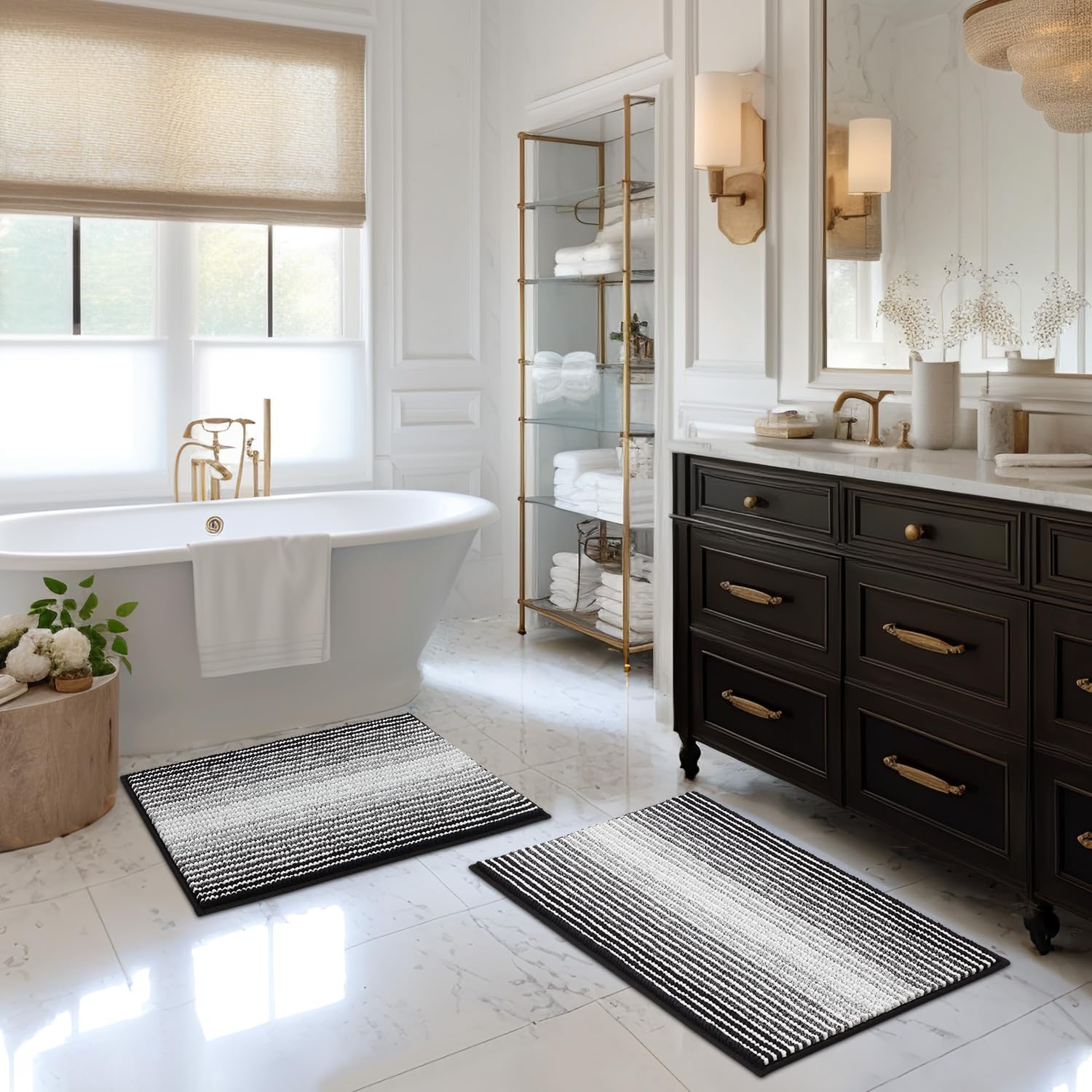 BSICPRO bathroom rug set 20x32 chenille provides warm feet and quick absorption.