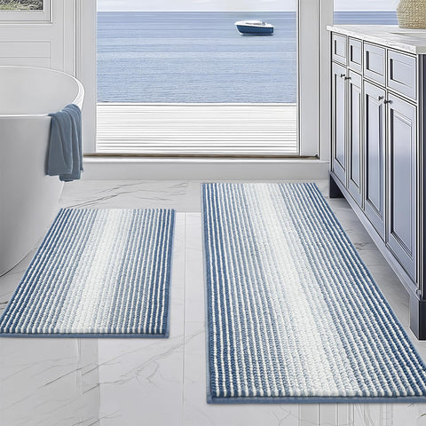 BSICPRO bathroom rug set 20x47 chenille for plush comfort and quick moisture absorption.