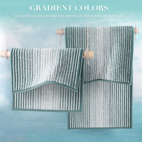 BSICPRO rug in bathroom demonstrates decorative gradient design that complements decor