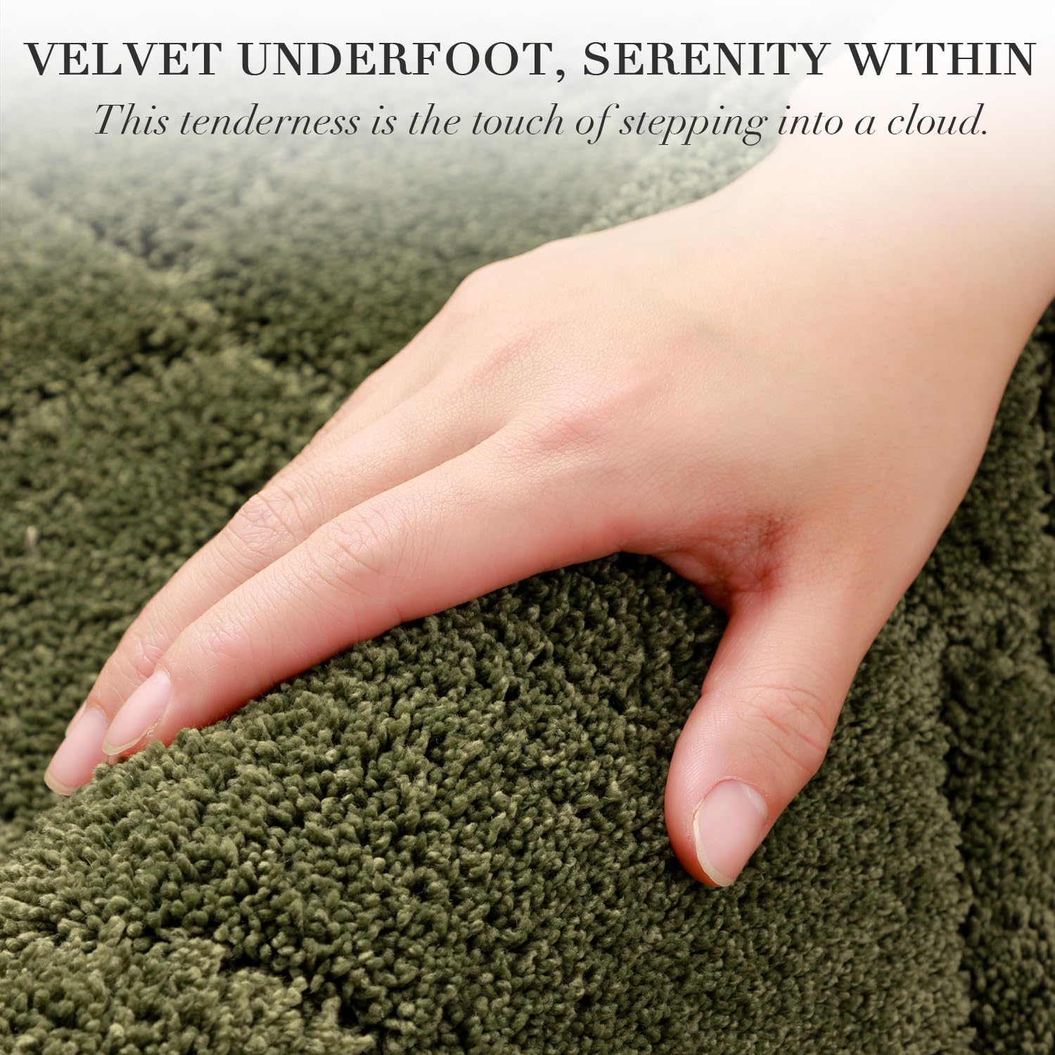 BSICPRO olive green bath mat anti-slip bottom prevents slips on wet floors.