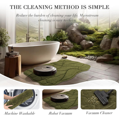 BSICPRO olive green bath mat complements bathroom decor and routine.