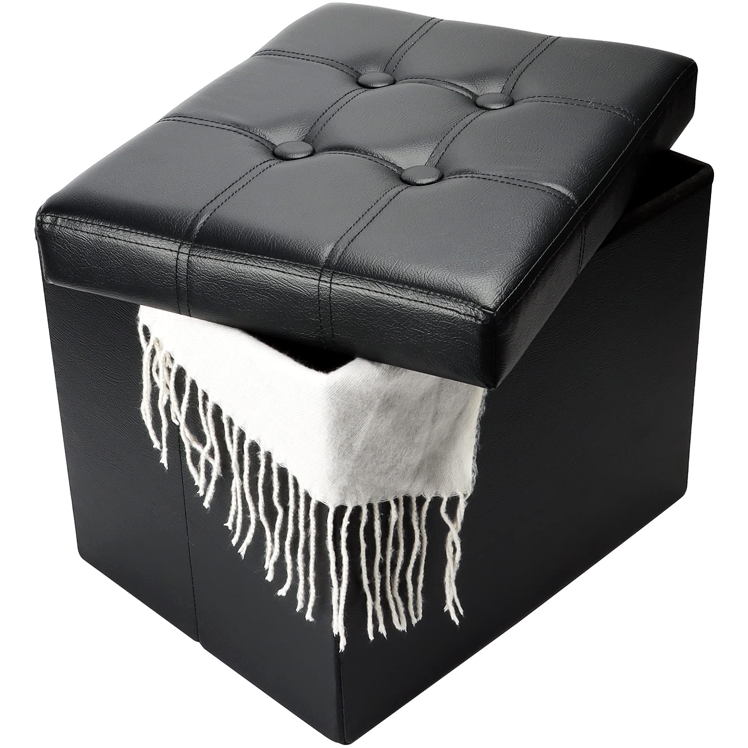 Bsketa storage ottoman foam-seat for a comfortable footrest.