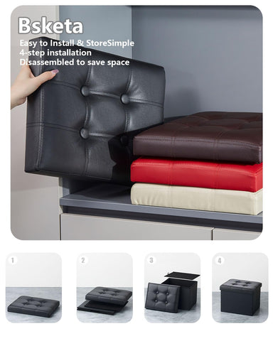 Bsketa ottoman waterproof-faux-leather surface is easy to clean.