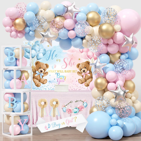 BSMIEFUS bear gender reveal backdrop for photo moments and party ambiance