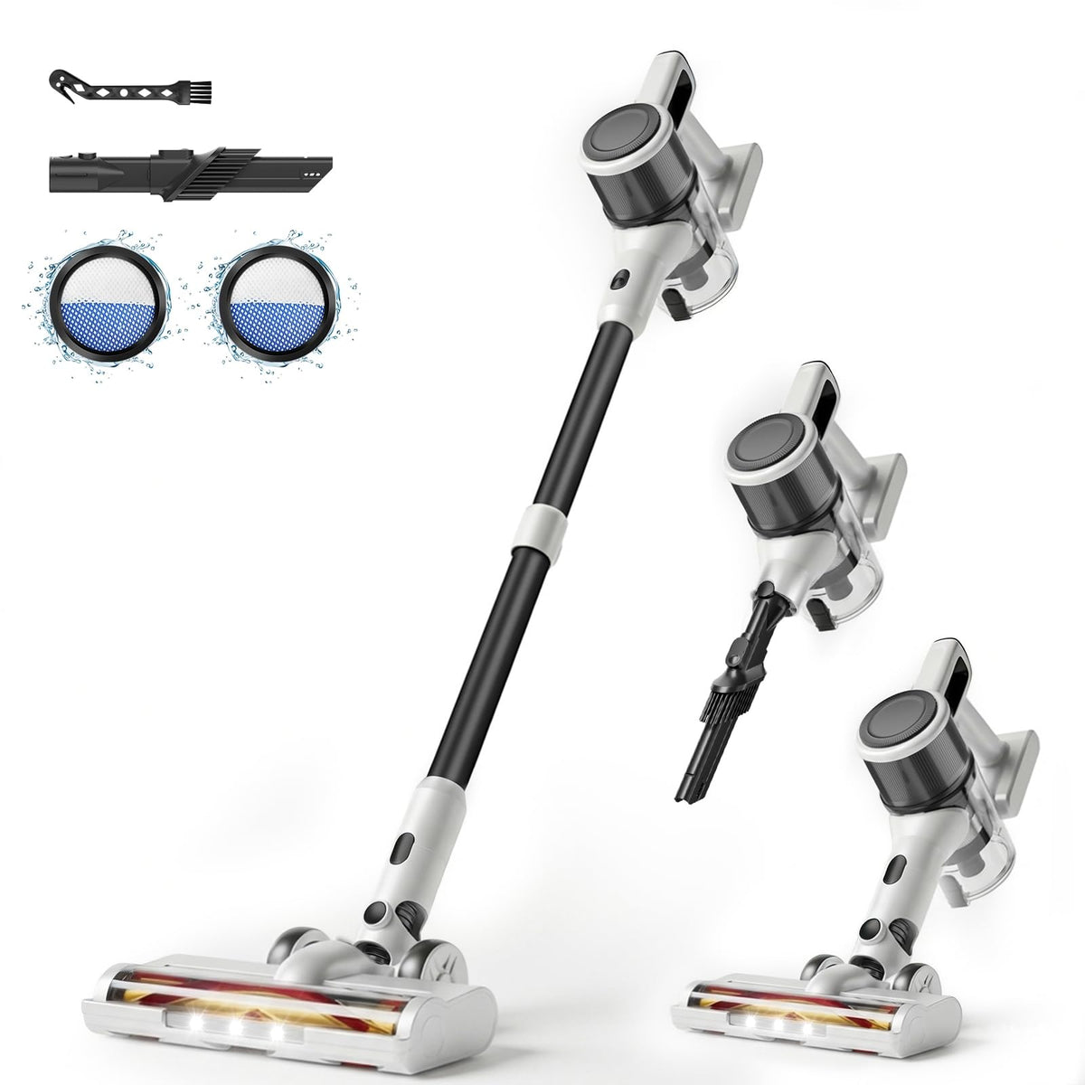 BSNAW lightweight cordless stick vacuum on floor for quick daily cleaning.