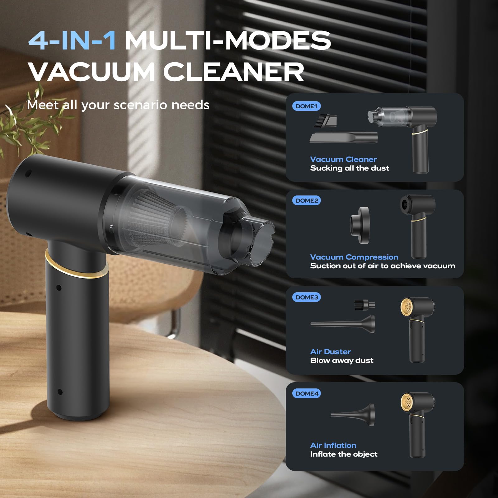 BSRCO 4 in 1 vacuum with blower, inflate and compress modes