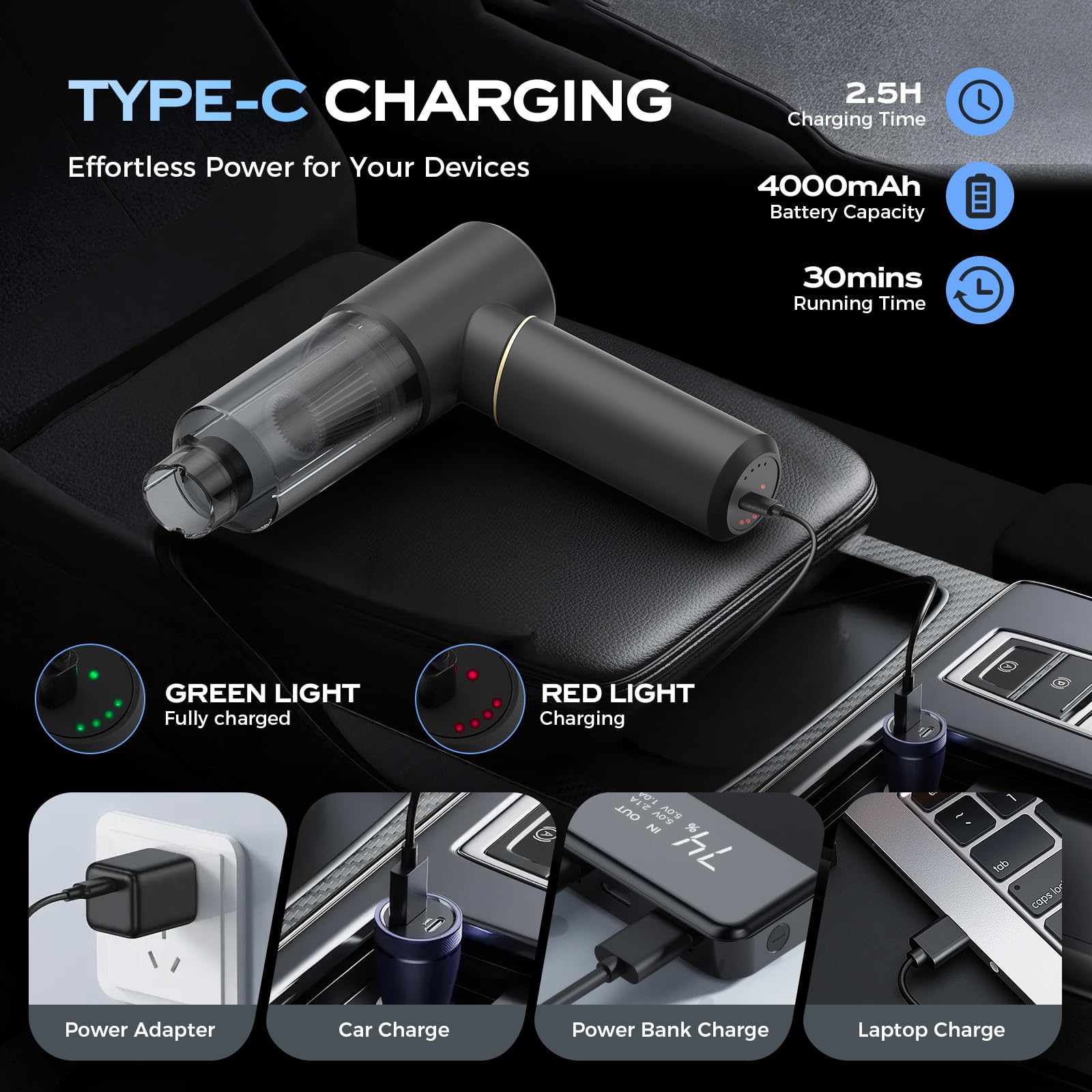 BSRCO USB-C fast charging powers up quickly for quick cleans