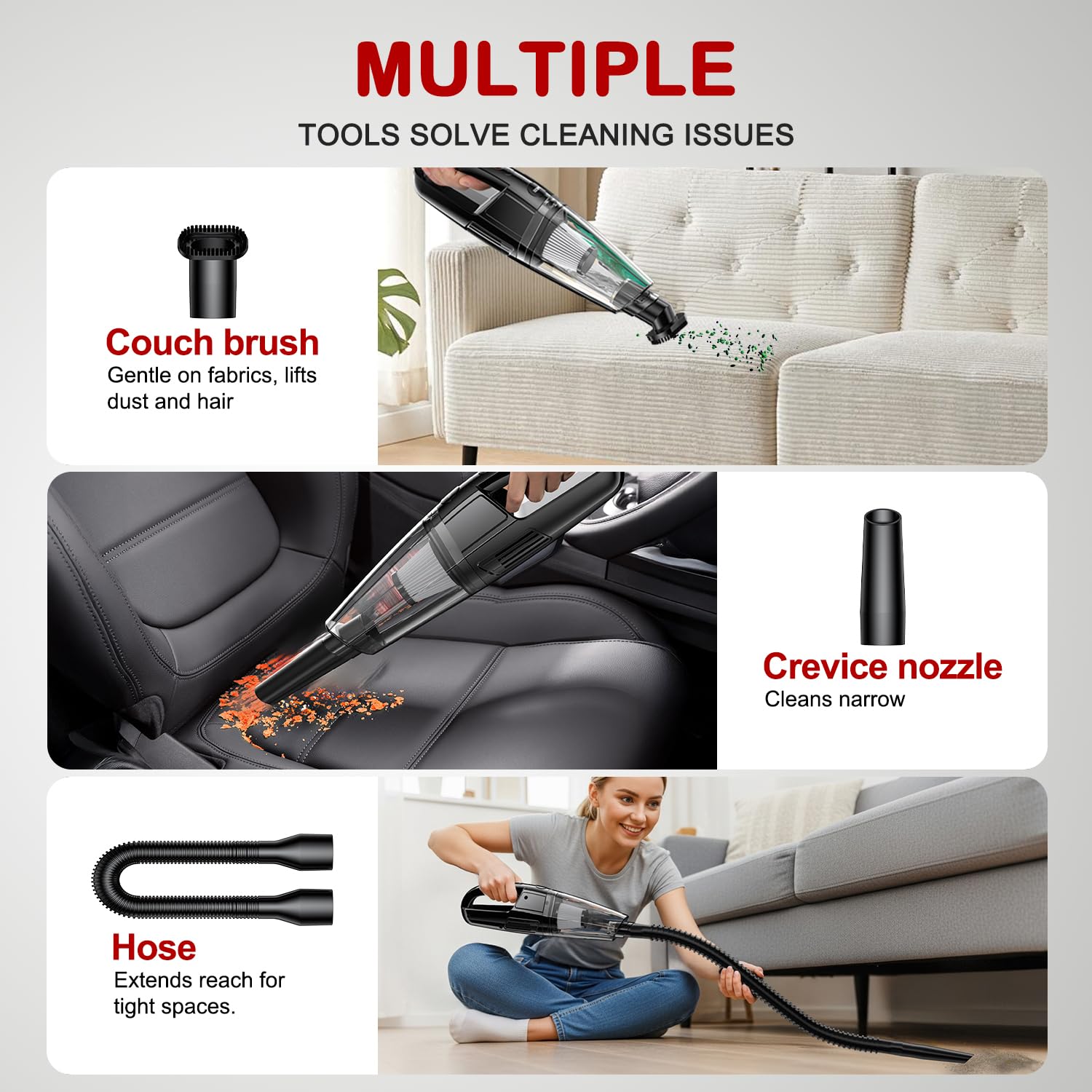 BSRCO Handheld Vacuum weighs 1.65 lbs for easy handling.