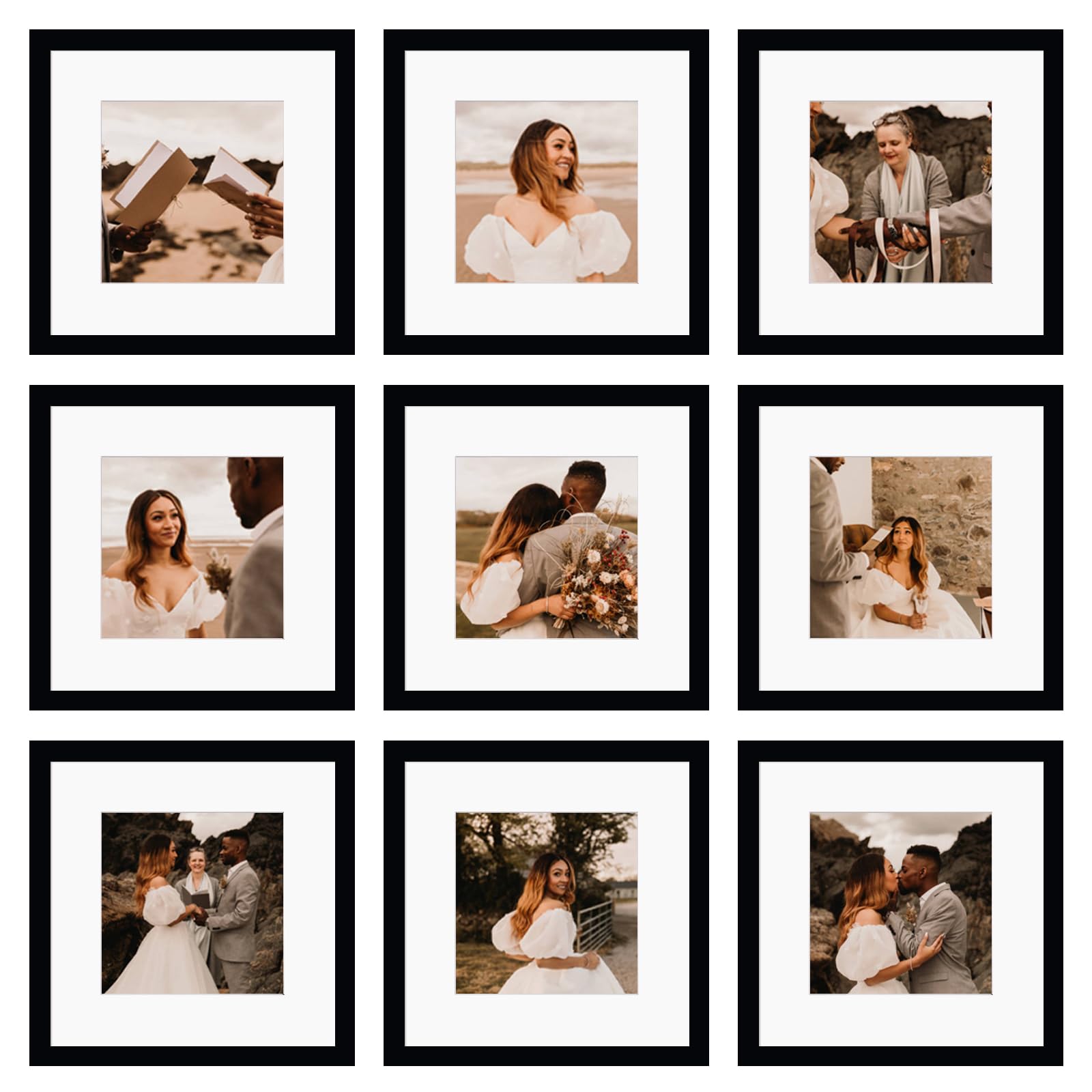 BSRHOME nine-panel 12x12 frame set for versatile wall collage display