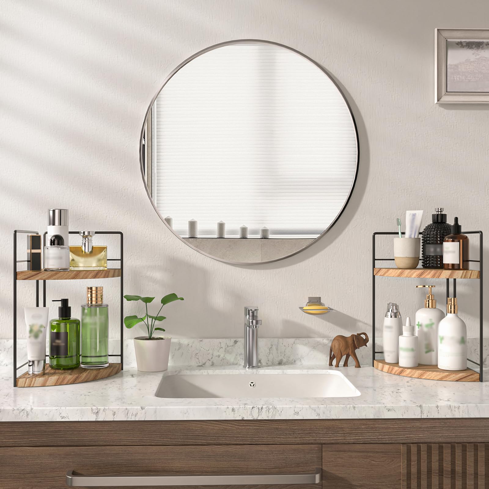 BSTSLL compact space saving storage rack enhances counter organization.