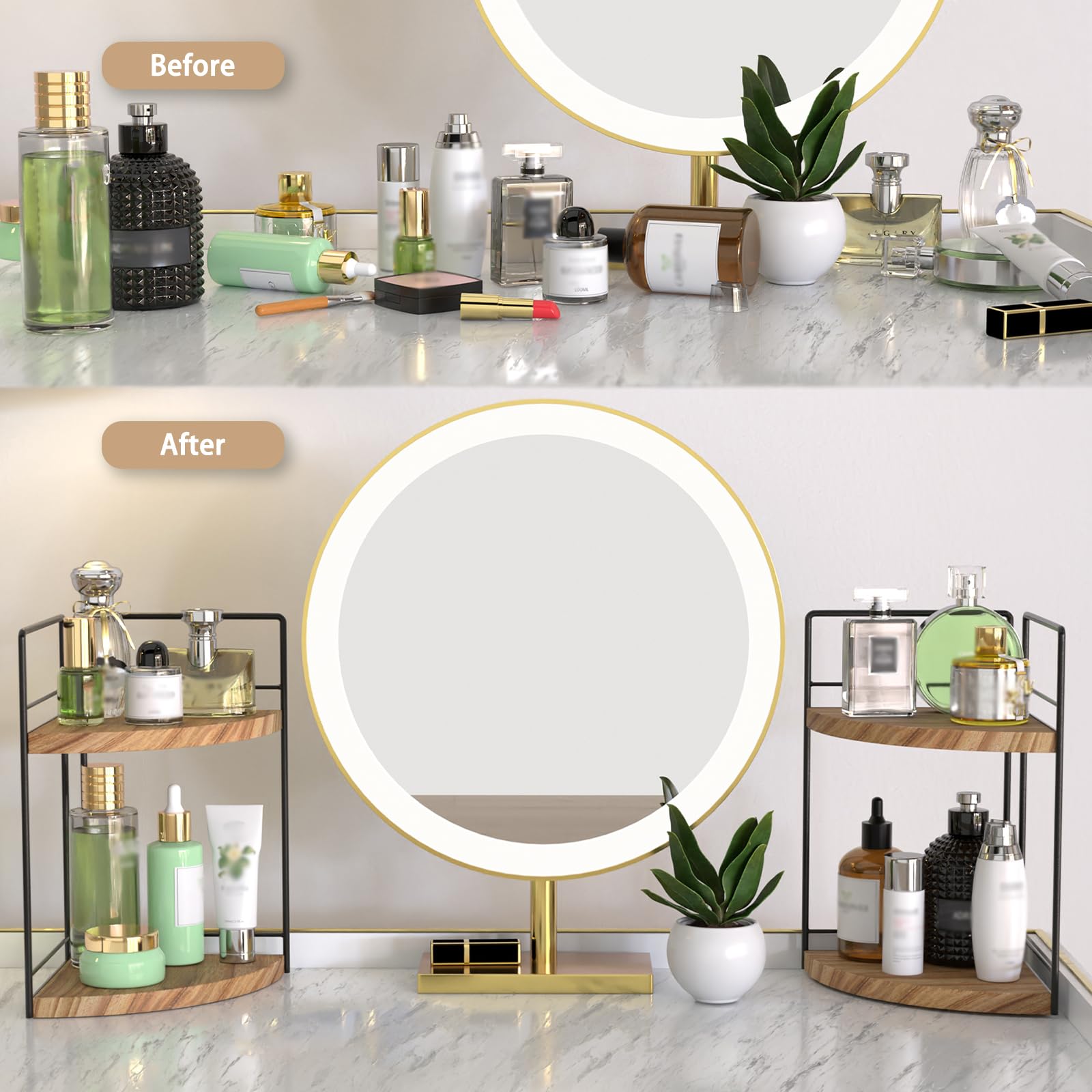 BSTSLL wooden corner counter organizer keeping daily essentials accessible.