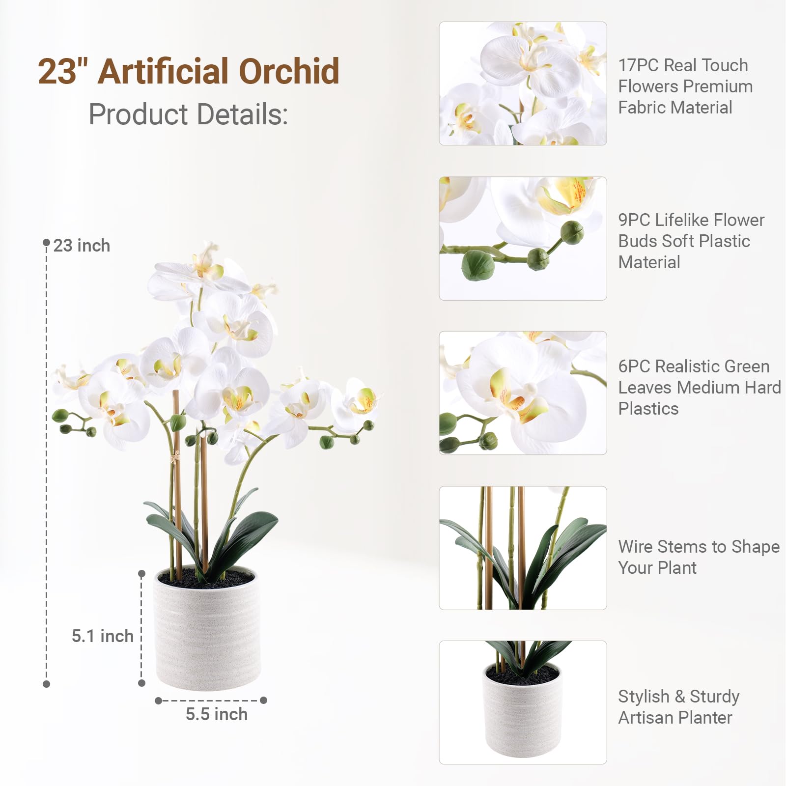 BTHM DSGN orchid stem and petals highlight realistic texture and form