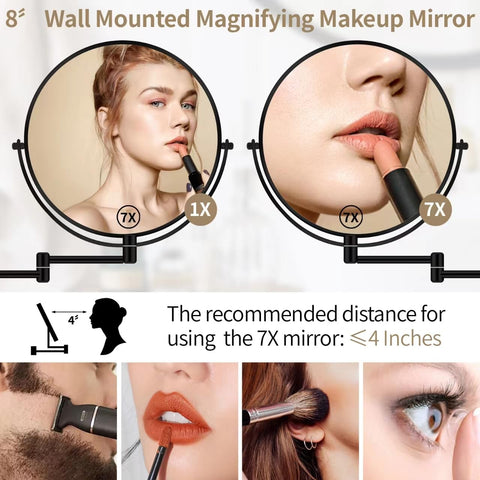 BTremary 360-degree swivel mirror offers flexible angles for grooming.