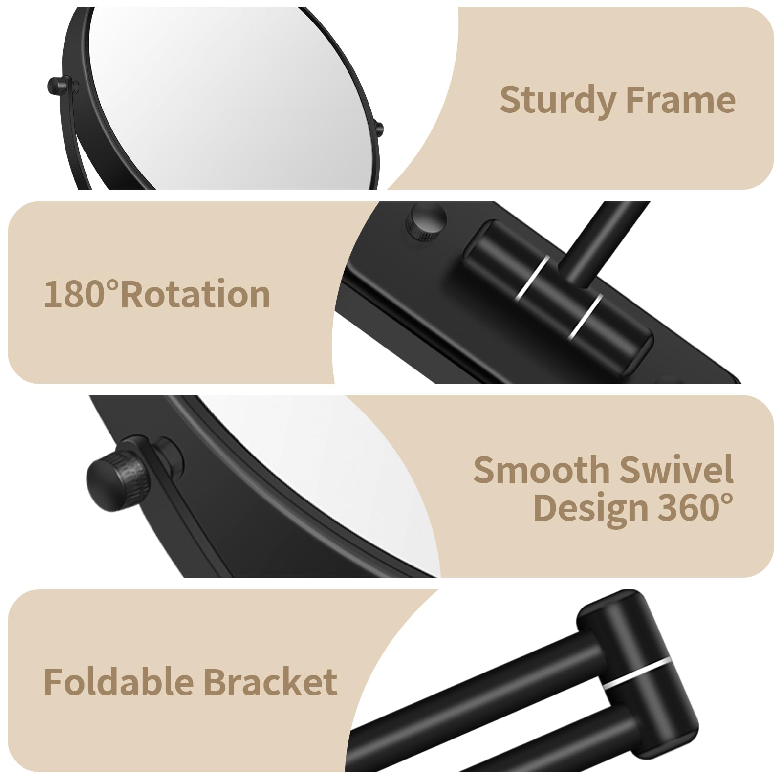 BTremary two-sided mirror enhances makeup and shaving with multiple views.