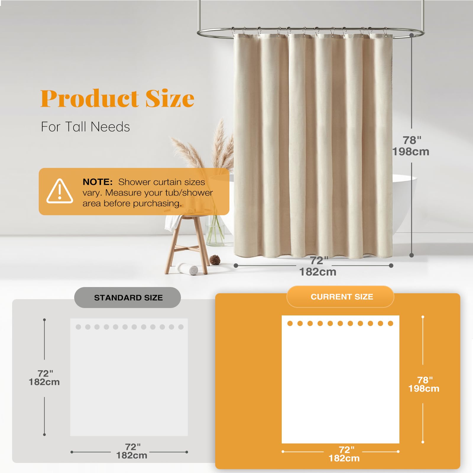 BTTN 72x78 cream-beige curtain provides hotel-style look with clean lines.