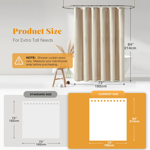 BTTN 84 inch cream beige curtain creates a soft upscale bathroom look