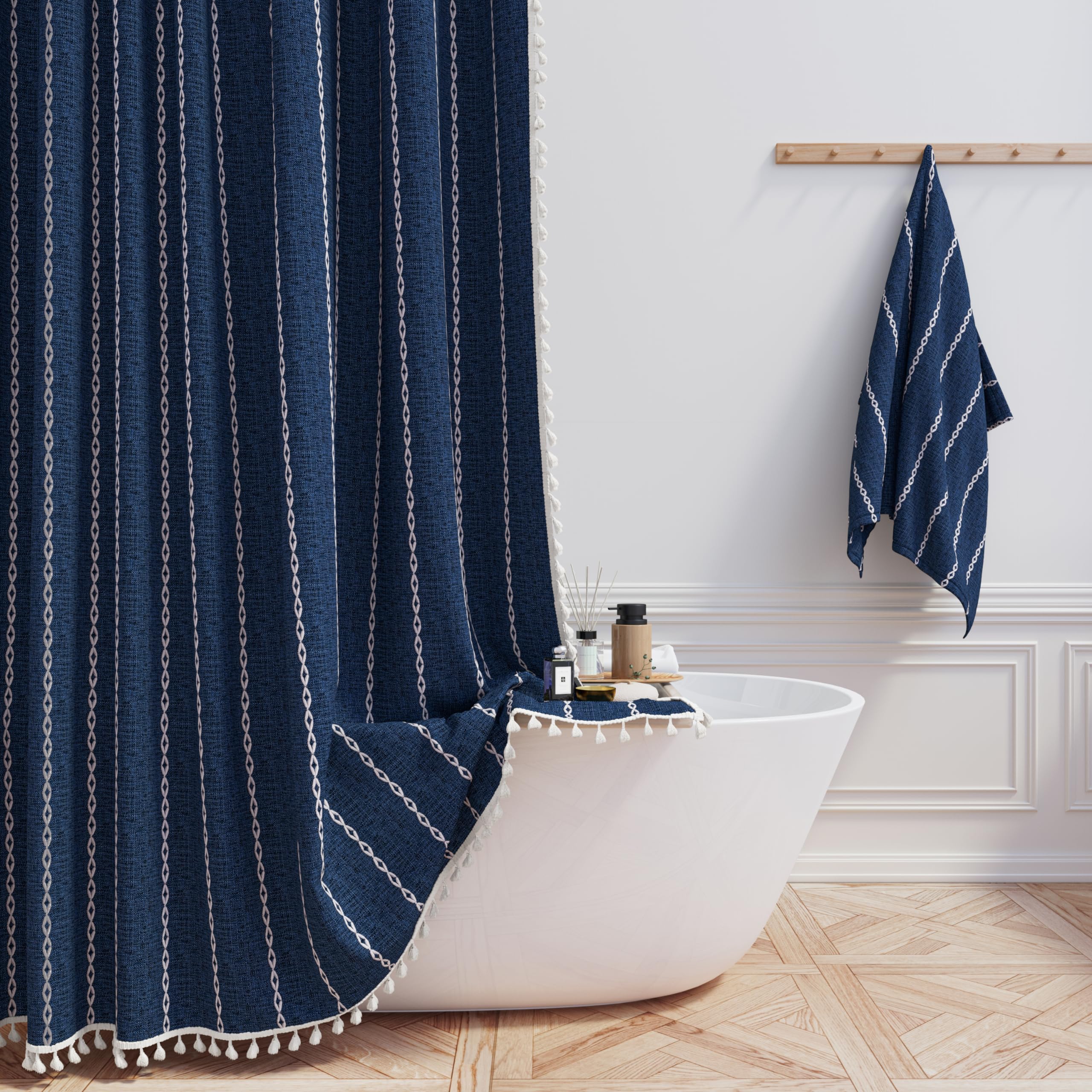 BTTN Boho Farmhouse curtain with embroidery stripe for stylish privacy