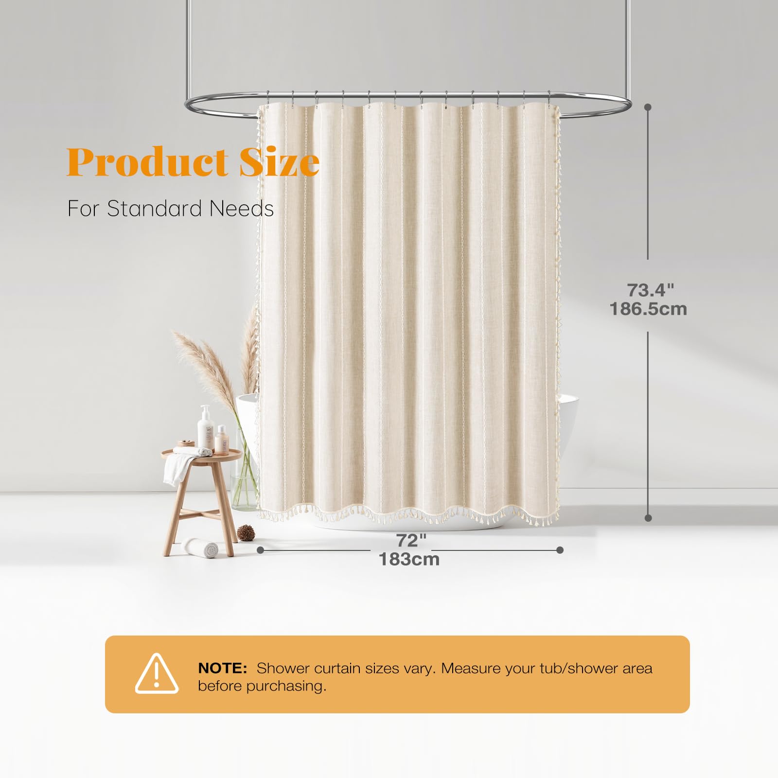 BTTN curtain includes 12 plastic hooks for easy setup