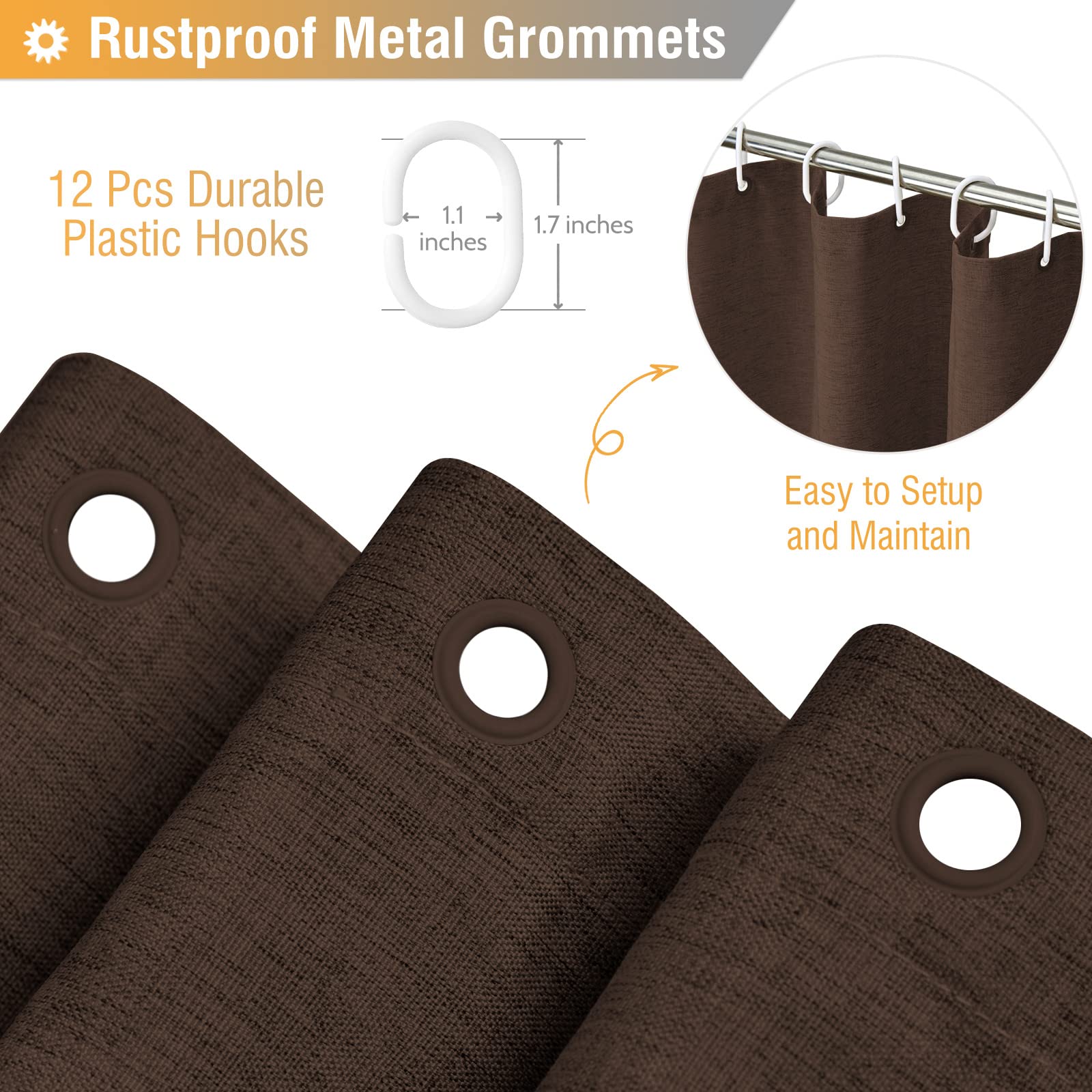 BTTN brown curtain 72x72 inch provides wide bathroom coverage.